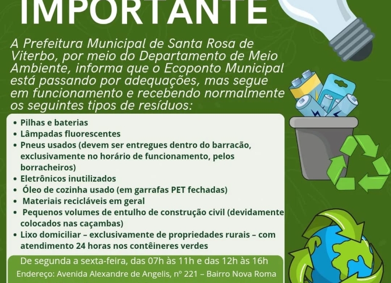 INFORMATIVO IMPORTANTE – ECOPONTO MUNICIPAL