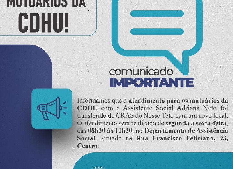 ATENÇÃO MUTUÁRIOS DA CDHU!