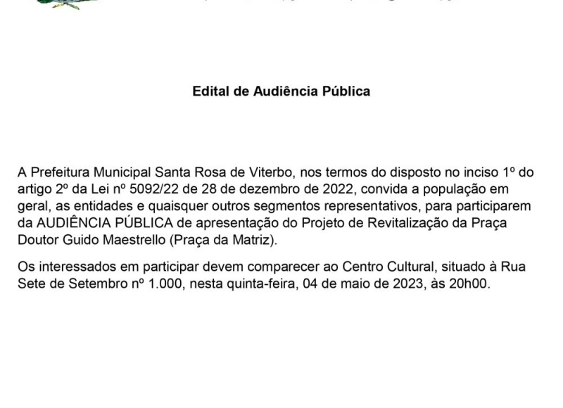 Convite para AUDIÊNCIA PÚBLICA 