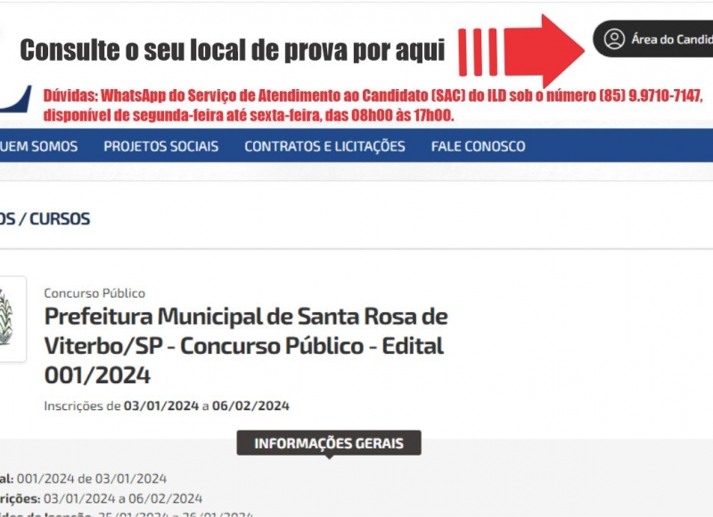 Consulta do local das Provas do Concurso Público da Prefeitura deve ser feita na área do candidato, no site do ILD