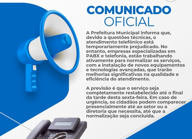 Atendimento telefônico temporariamente prejudicado