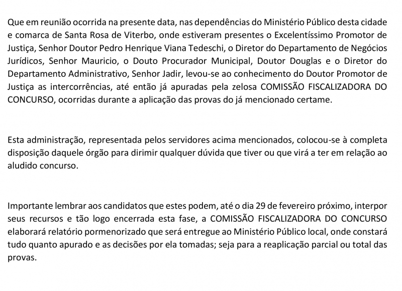 Nota Pública referente ao Concurso Público