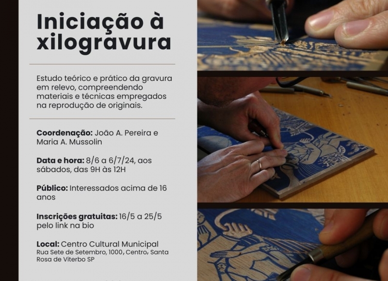 Inscrições abertas para a Oficina de Iniciação à Xilogravura