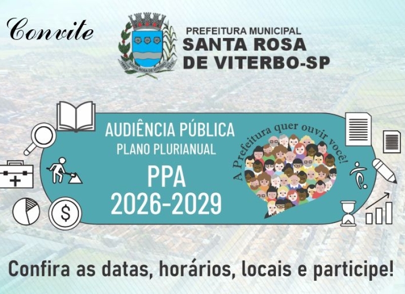 Prefeitura realizará Audiências Públicas Itinerantes sobre o PPA 2026-2029; Sua participação é essencial!