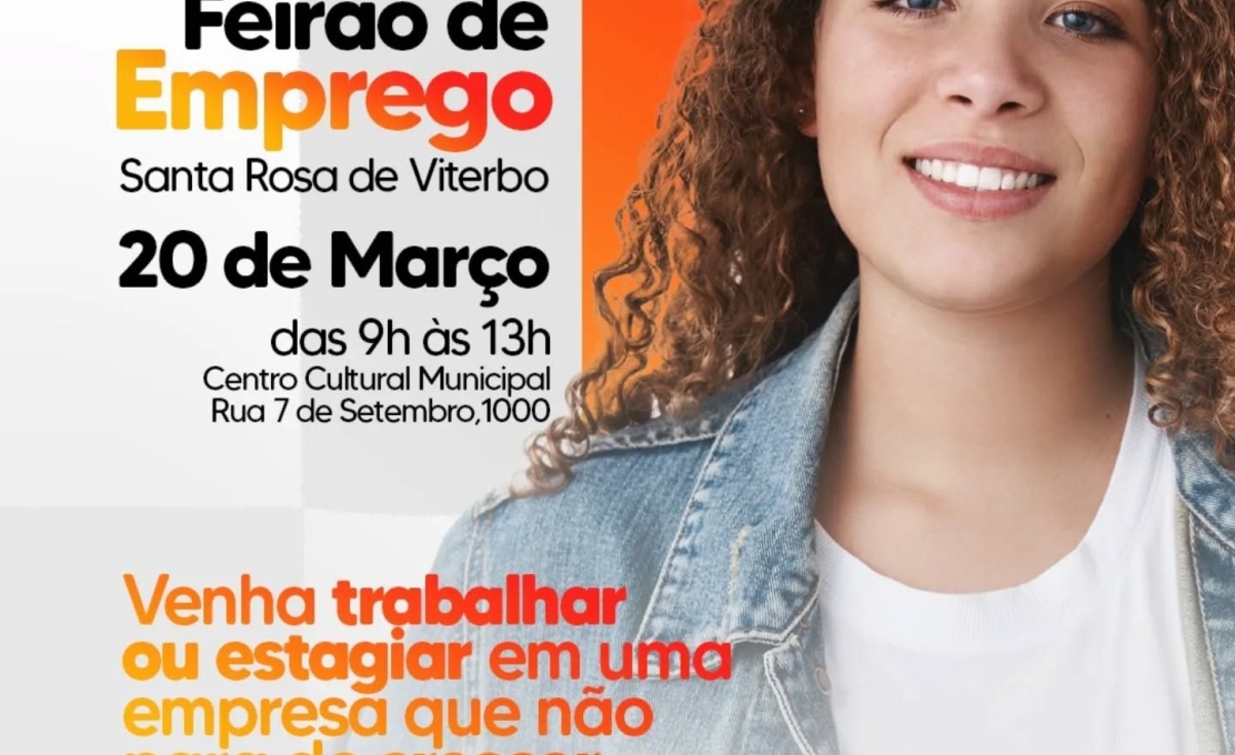 É amanhã! Não perca: Feirão de Emprego em Santa Rosa de Viterbo