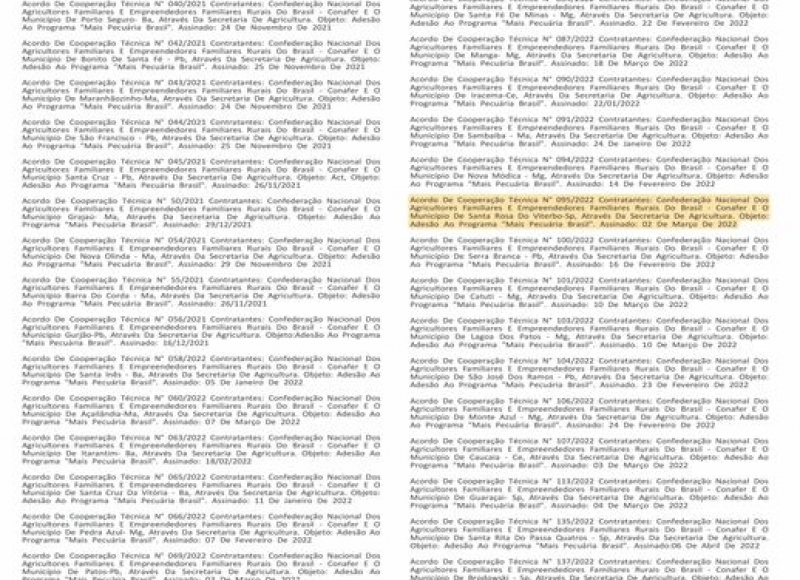 Acordo de Cooperação Técnica entre o município de Santa Rosa de Viterbo e a CONAFER