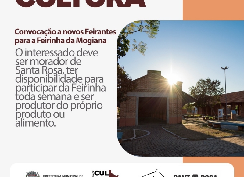 Convocação a novos Feirantes para a Feirinha da Mogiana
